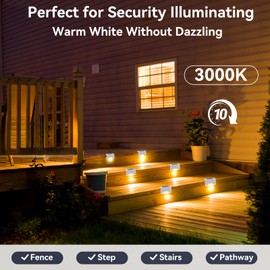 FOGULO 4 Pack Solar Fence Lights Outdoor for Step, Deck, Stairs, Railing, Small Waterproof LED Outside Security and Decor Lighting Easy to Install for Patio, Yard, Garden, Pool, Balcony (Warm White)