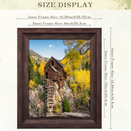 Tinkeps 8x10 Picture Frame Brown, Wooden Vintage Style Photo Frames for Wall Mounting or Table Top Display.