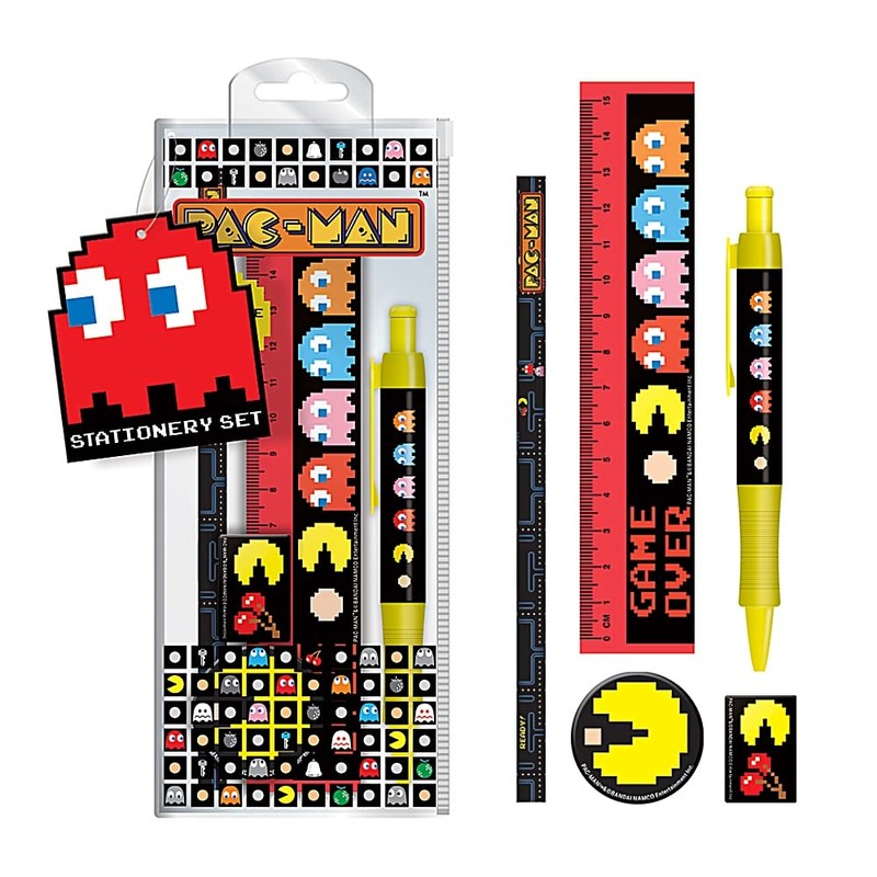 PAC-MAN (Characters) Station Set: Pen, pencil, ruler, sharpener, eraser /
