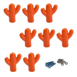 Zerniple Orange Ceramic Pull Door Knobs Cupboard Handles for Nursery (Pack of 8)