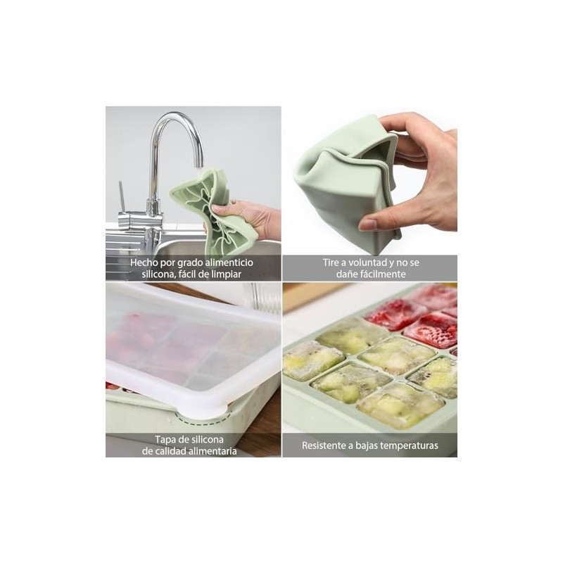 Moldes y Bandejas de Silicona para Hielo (2 uds) Con