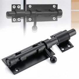 Door Window Bolt Latch Heavy Duty Sliding Gate Latch Bolt 304 Stainless Steel Slide Door Lock Buckle for Internal Door Shed Bathroom Toilet Shed(160mm Black)