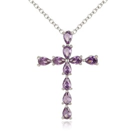 EVER FAITH Halskette mit Kreuz Anhänger für Damen und Mädchen, glitzernde Strass Kristall-Kreuz Kette Lila
