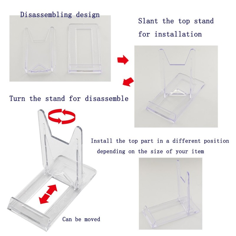 Tincogo Two Part Adjustable Clear Acrylic Plastic Display Stand Easel
