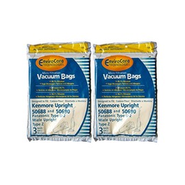 EnviroCare Replacement Micro Filtration Vacuum Cleaner Dust Bags made to fit Kenmore Upright Type U/L/O 50688 and 50690, Panasonic Type U-2, Miele Type Z 6 pack