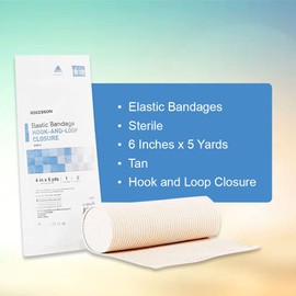 McKesson Elastic Bandages, Sterile, Hook and Loop Closure, 6 in x 5 yd, 1 Count, 1 Pack