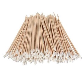 Haishell 100 Pcs 6 Inch Extra Long Cotton Swabs with Wooden Handle Natural Pure Cotton Buds Ear Picks