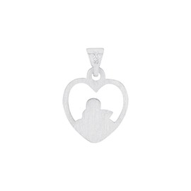 Amor Motif Pendant White Gold 375/9ct Unisex Women Men Pendant 1.6 cm Silver Angel Comes in Jewellery Gift Box 2013731, WG 375/9ct, No Gemstone