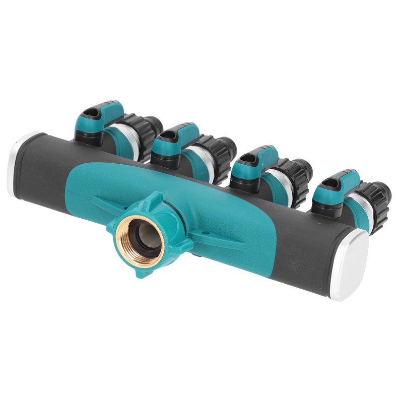 4 Way Hose Splitter Metal Valve Water Distribution Controller Connector