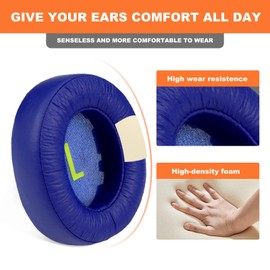 SINOWO Replacement Earpads for JBL JR460NC Wireless Over-Ear Noise Cancelling Headphones,Ear Pads Cushions with Noise Isolation Memory Foam,Soft Protein Leather-Blue