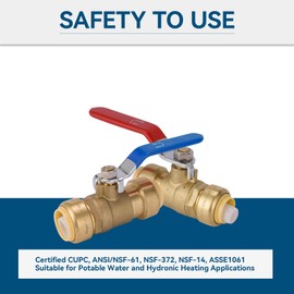 GUOFIS 3/4 Inch Ball Valve,Pushfit Shut-off Valve for Hot and Cold Water,Push to Connect Ball Valve with Disconnect Clip(Blue&Red,Pack of 2)