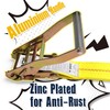 8 Pack Flat Hook Ratchet Straps, 2" x 27' Heavy