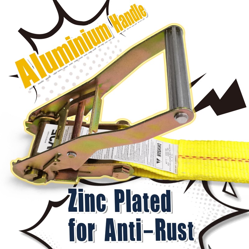 8 Pack Flat Hook Ratchet Straps, 2" x 27' Heavy