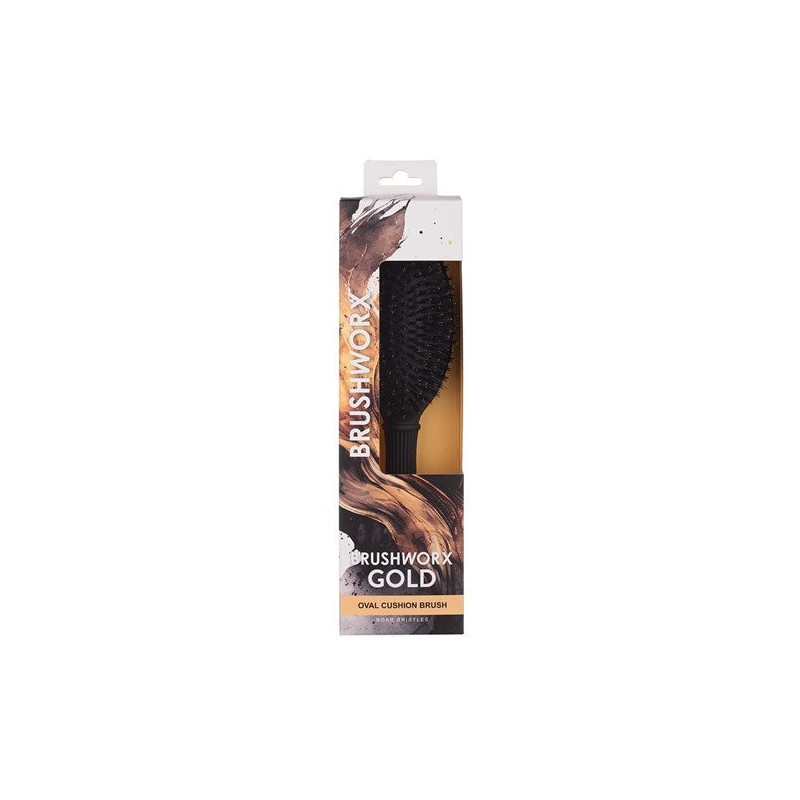 Brushworx Gold Oval Cushion Brush Boar Bristle