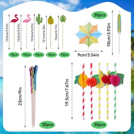 Ailvor Cocktail Accessories for Drinks, 140pcs Cocktail Decorations, Paper Umbrellas, Sparkler Sticks, Straws, Cocktail Accessories Party Pack for Beach, Birthday, Wedding, Music Festival