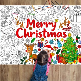 Christmas Coloring Books for Kids Xmas Giant Coloring Poster Holiday Large Coloring Tablecloth Christmas Gift Huge Table Cover for Boys Girls Classroom Home Party Supplies Favor 31.4 x 43.3 Inch