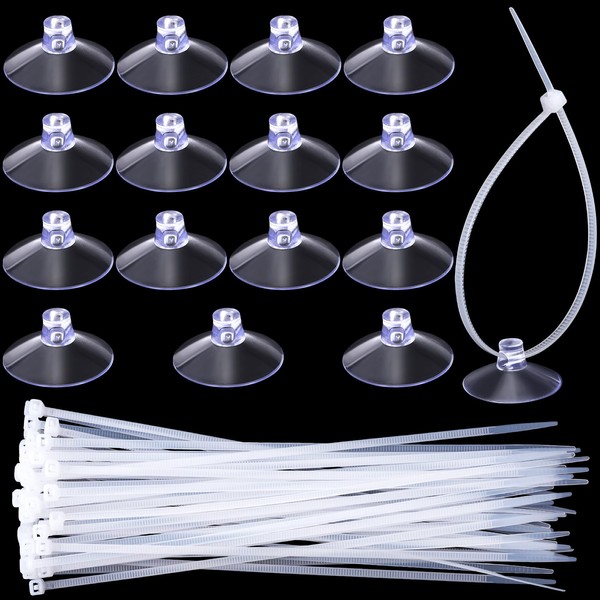 PAGOW 15 Pcs Aquarium Suction Cups with 30pcs Zip Ties,