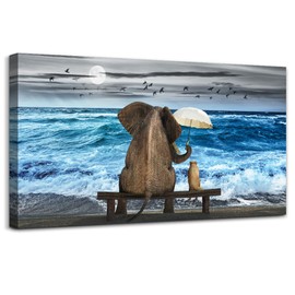 MHARTK66 Ocean Beach Wall Art, Large Modern Wall Decor for Living Room, Office, Bedroom - 30x60 in