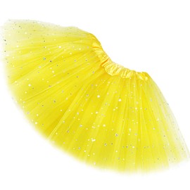 Rysly Girls Sparkle Tutus Princess Ballet Dance Layered Tulle Tutu Skirts,Yellow