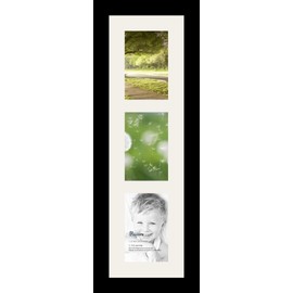 ArtToFrames Collage Photo Frame Single Mat with 3-4x6 Openings and Satin Black Frame.