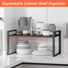 (2-Pack) 11" Cabinet Shelf Organizer Set, 14"~25" Expandable Shelves for