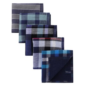 Businessman Support Handkerchiefs, Gauze Weave, French Twill Weave, Pile Weave, Men's Handkerchiefs, Set of 5, 9.8 inches (25 cm), 100% Cotton, A set, Free size