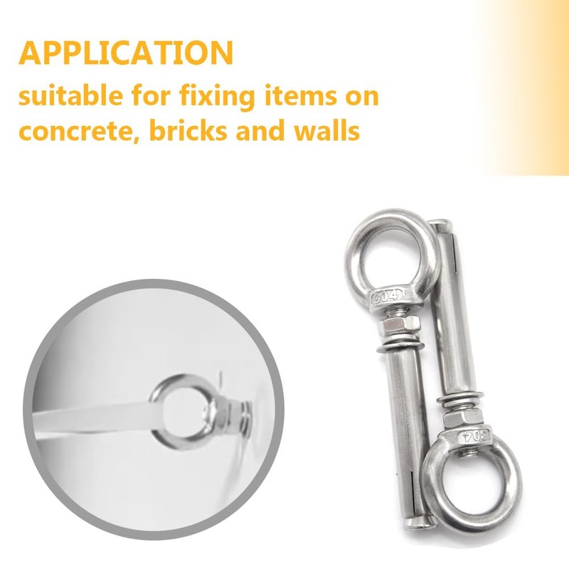 Hocansen 5Pcs Concrete Eye Bolt M8x80mm Expansion Eyebolt Eye Nut
