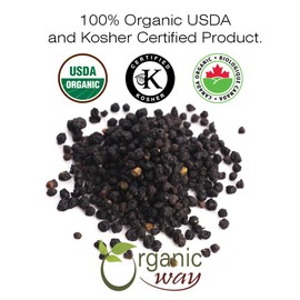 Organic Way Premium Dried Elderberry Whole (Sambucus nigra) - European Wild-Harvest | Organic & Kosher Certified | Vegan, Non GMO & Gluten Free | USDA Certified | Origin - Albania (1 LBS/16 OZ)