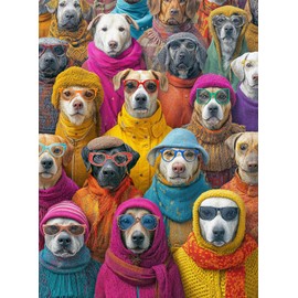 Cross & Glory – Dogtopia – 1000 Piece Jigsaw for Adults | Vibrant Dog City | Funny Dog Puzzle with Clothing & Personality | Premium Ribbon-Cut with Satin Finish