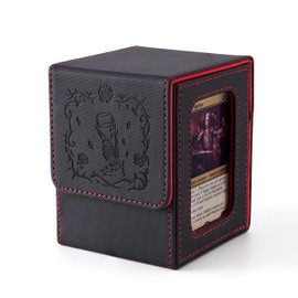 Venssu Deck Case Trading Card Case mtg Card Display Window for 100 Cards Double Triple Sleeve Compatible Vertical Insert 2 Dividers and 1 Top Loader Included Leather (Vampire)