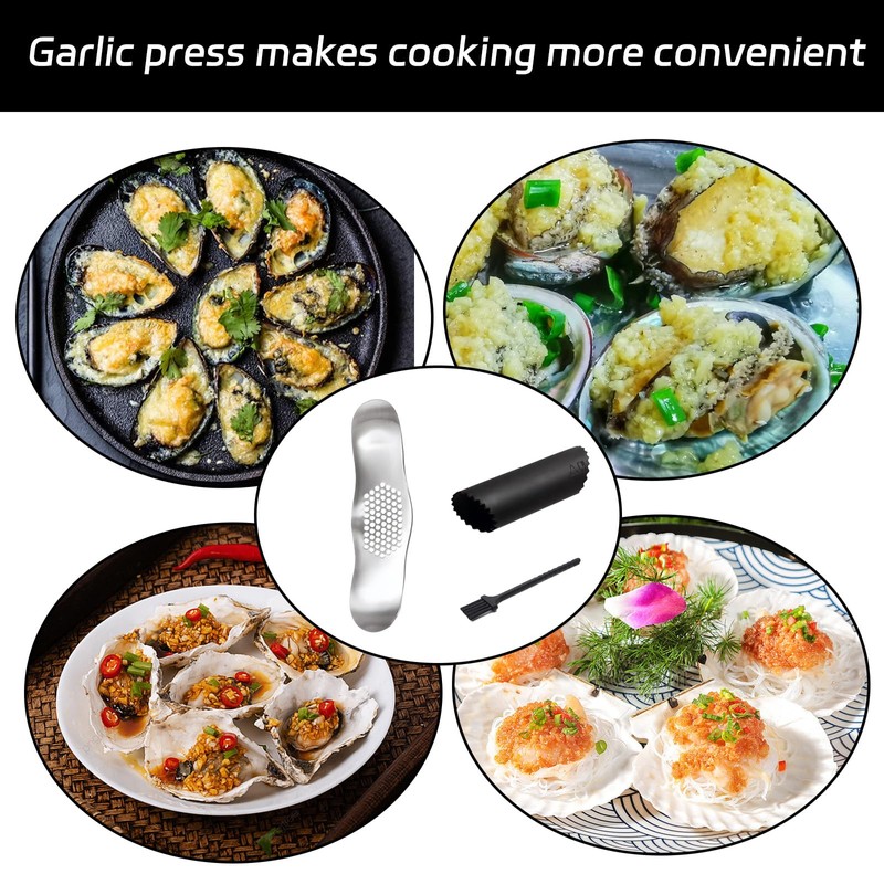 3pcs Set Garlic Crusher Garlic Press Dishwasher Safe, Stainless Steel