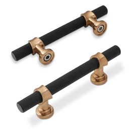 KOMOTIA 10 Pack 3 Inch Cabinet Pulls knurled Matte Black and Champagne Bronze Kitchen Cabinet Handles Aluminum and Zinc Alloy Drawer Pulls Solid Cabinet Hardware