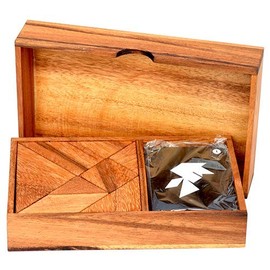 Tangram 2 Player, Chinese Wooden Puzzle with 7 Pieces, Tangram Puzzle Battle for 2 Players to Puzzle the Bet with Tangram Templates, Laying Puzzle, Children's Puzzle, Family Puzzle, School