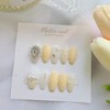 Yellow tweed pearl handmade nail tip - long ballet /