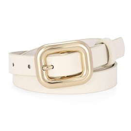 JASGOOD Women Skinny Leather Belt for Jeans Pants Dresses Fashion Ladies Thin Waist Belt with Metal Buckle