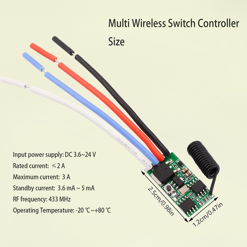 12V Mini Remote Control Switch, 8 Channel Single Channel Wireless