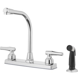 Aqua Vista 26-K82WS-CH-AV Lever Kitchen Faucet 8-Inch, Washerless Cartridge with Black Side Spray, AB1953 Compliant, 1.8 GPM, Polished Chrome Interchangeable Two Handle