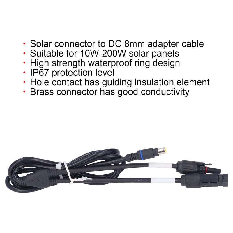 DC Solar Adapter 8mm Brass Connector Splitter Converter Cable for
