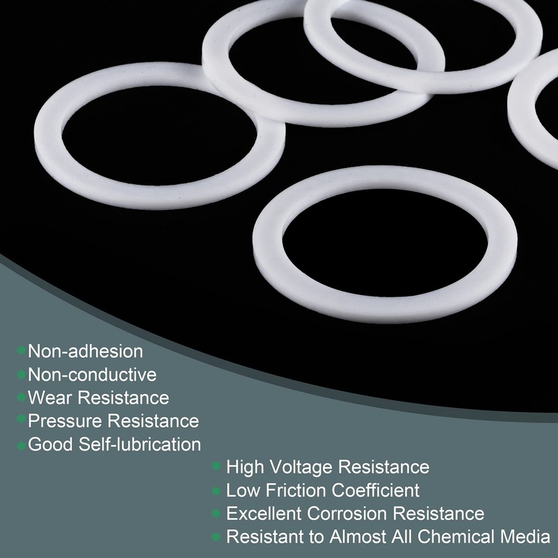sourcing map PTFE Flat Washers 45mm OD 35mm ID 2mm