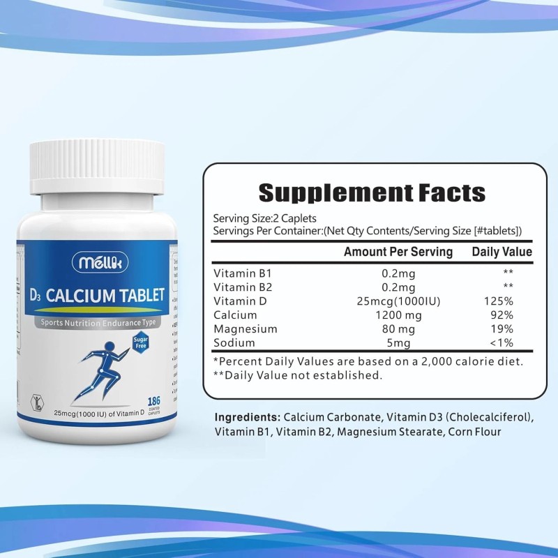 Calcium-Supple<wbr/>ment Vitamin-D3 1200-mg Magnesium-Mini - 186Tablets Unflavored...