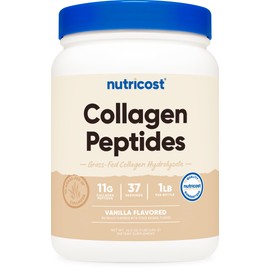 Nutricost Collagen Peptides Powder 1LB (454 G) (Vanilla) - Grass Fed Bovine Collagen Hydrolysate
