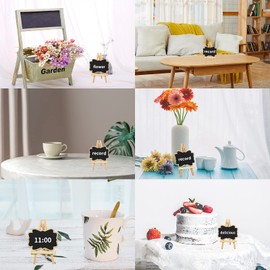 10 Pack Mini Chalkboards Food Signs, with Support Easels Small Wood Chalkboard Labels for Wedding, Birthday Parties , Table Numbers, Cheese Labels & Candy Table Supplies - Food Signs for Party