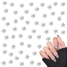 Snowflake Nail Parts, Set of 100, 3D 3D, Cute, Christmas, Nail Parts, Silver, Snowflakes, Metal Parts, Snowflakes, Nail Art, Jewelry Parts, Crafts, Decorative Parts