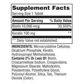 Biotina Plus Keratin Extra Strength 10,000 Mcg 60 Tabletas                                                                                            