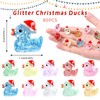 TELAIN 60 Colourful Small Christmas Glitter Resin Ducks for Party