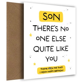 Hey Chimp Funny Son Birthday Card - No One Else Quite Like You - Funny Birthday Card for Son to Say Happy Birthday to You Son - Rude, Offensive, and Humorous