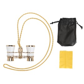 3X25 Theater Glasses Opera Binocular 3X25 Opera Glasses Binoculars with Chain for Bird Watching Outdoor Hunting Camping White