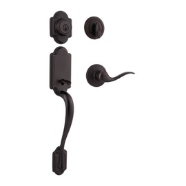 Kwikset Arlington Single Cylinder Handleset with Tustin Lever Featuring SmartKey Security in, Venetian Bronze, Requires 2 Holes