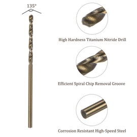 Kozelo 12PCS Twist Drill Bit - [1/16"] M35 High-Speed Steel Cobalt Round Shank Jobber Bit Set Dark Gold for Metal Wood Plastic Steel Use, 20mm / 0.79" Blade Length