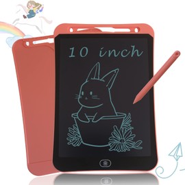 LCD Writing Tablet Doodle Board, Meroqeel Drawing Tablets Boards with Attached Pen, 10 inches Reusable LCD Doodle Pad for Kids Ages 3-10 Boys Girls Toys (Light Pink)